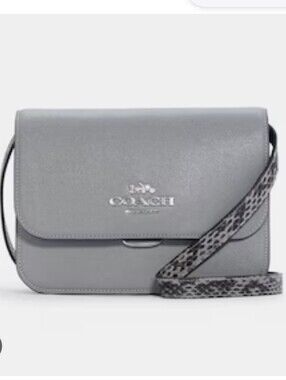 Coach C6777 BRYNN Flap Crossbody bag in Granite Snake Embossed Trim Like New